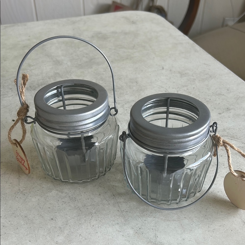 Silver Glass Lantern Set